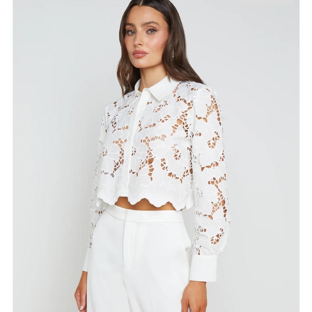 L’agence Elegant White Lace Women's Top S